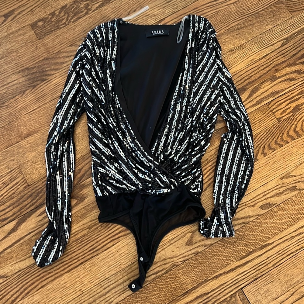 Never worn, Akira sequin bodysuit